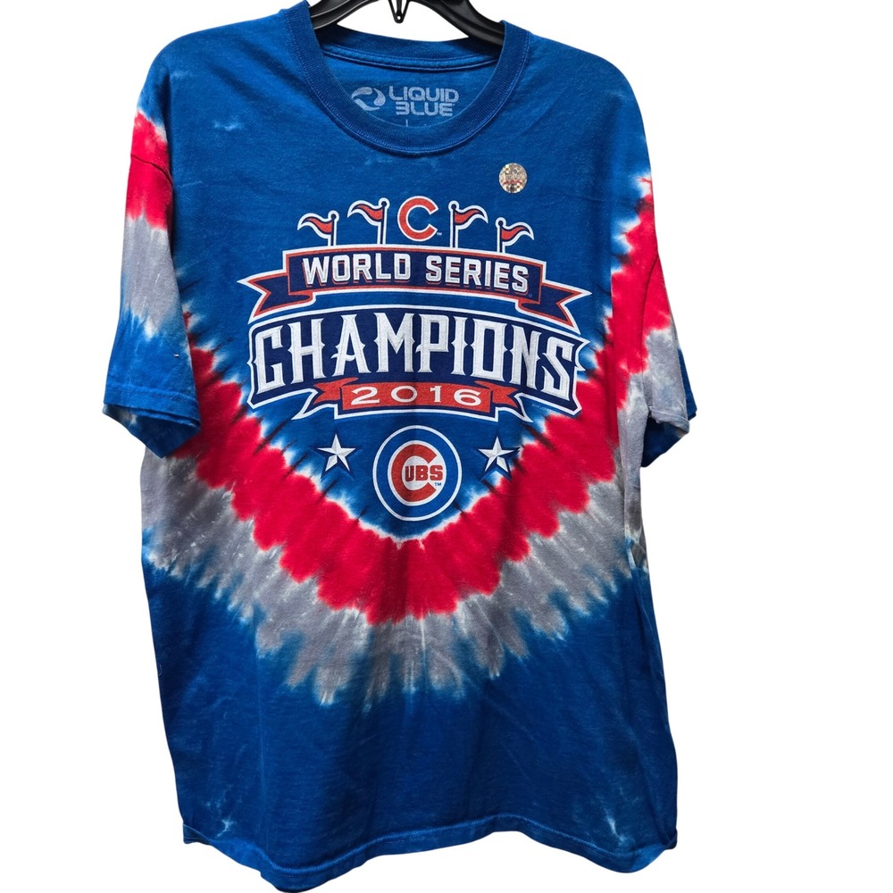 Liquid Blue Chicago Cubs 2016 World Series Champions Tie Dye T-Shirt Mens L
